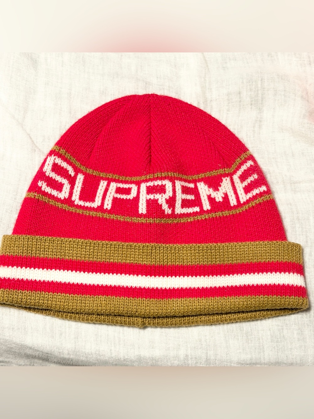 Supreme Striped Cuffed Spell Out